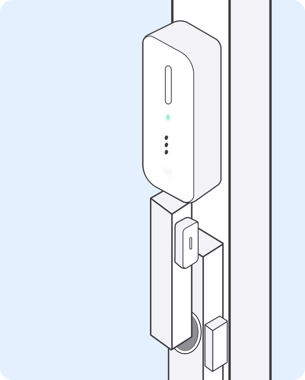 開閉センサーを窓鍵に設置する図説イメージ